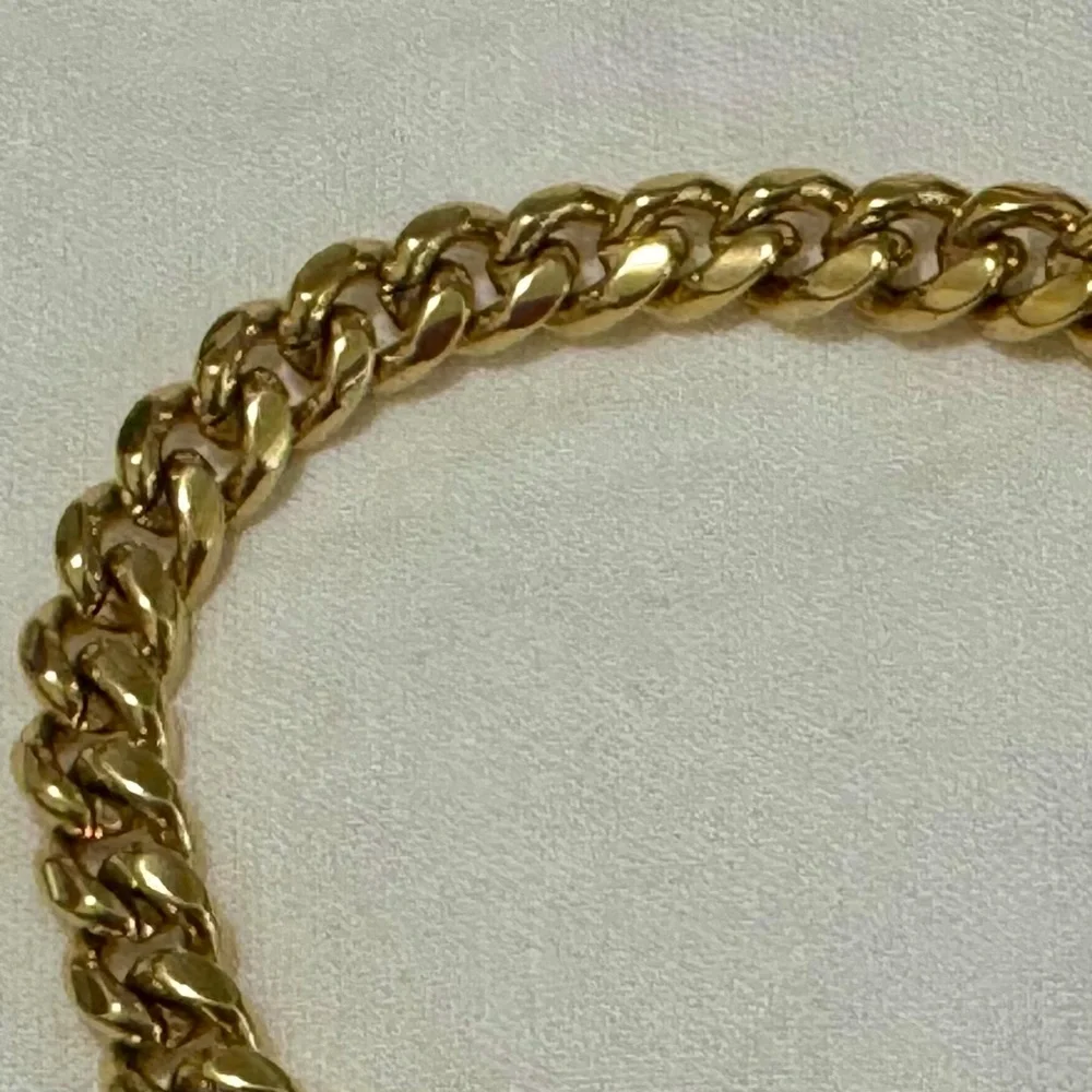 8 mm Solid Curb Link Chain Gold Tone Bracelet Lobster Clasp - Picture 9 of 9